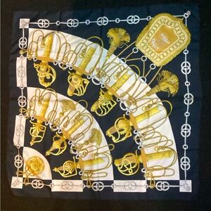 HERMES SCARF - BLACK/GOLD